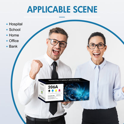 206A Toner Cartridges 4 Pack With Chip Compatible for HP 206A 206X 206 W2110A W2111A W2112A W2113A W2110X Color Laserjet Pro MFP M283fdw M283cdw M255dw M283 M255 Printer (Black Cyan Yellow Magenta)