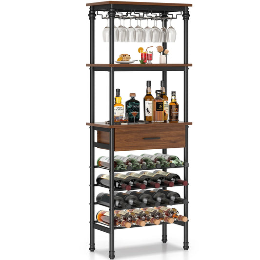 JOZ Floor Standing Wine Rack and Liquor Cabinet for Home Bar Storage