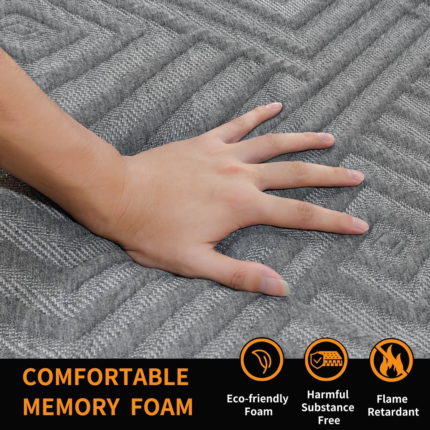 ESHINE Twin XL 14-inch Mattress, Green Tea Cooling Gel Memory Foam, Ergonomic Design for Pressure Relief, Medium Soft, Black