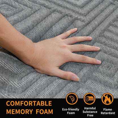 ESHINE Twin XL 14-inch Mattress, Green Tea Cooling Gel Memory Foam, Ergonomic Design for Pressure Relief, Medium Soft, Black