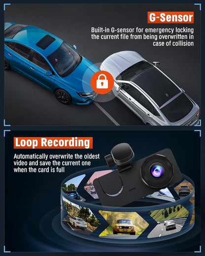 NEX-POW Dash Cam Front and Rear with Night Vision and Parking Monitor