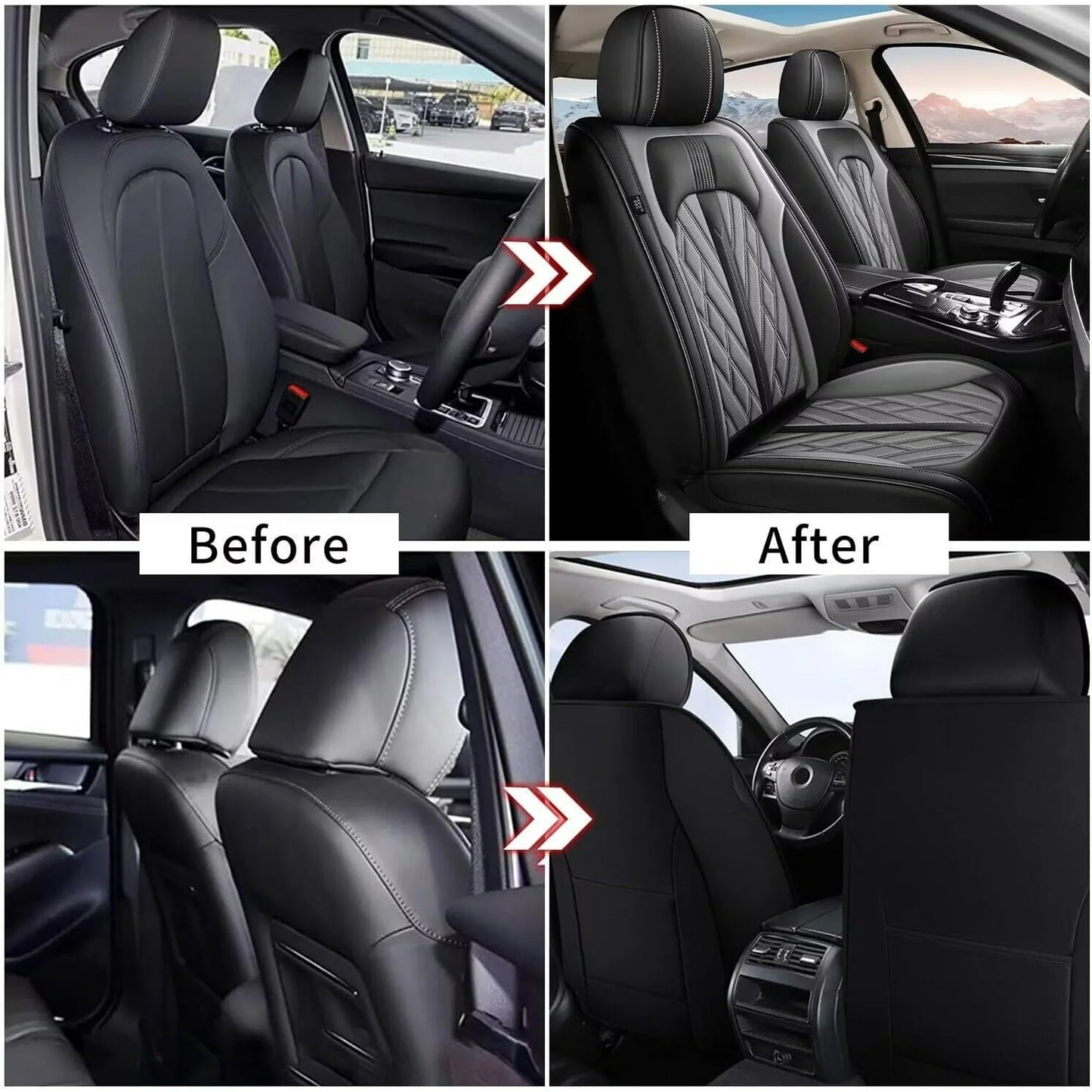 AOMSAZTO Fit Chevy/Chevrolet Equinox 2011-2024 Car seat Cover 5-seat Faux Leather Full Set Compatible Airbag
