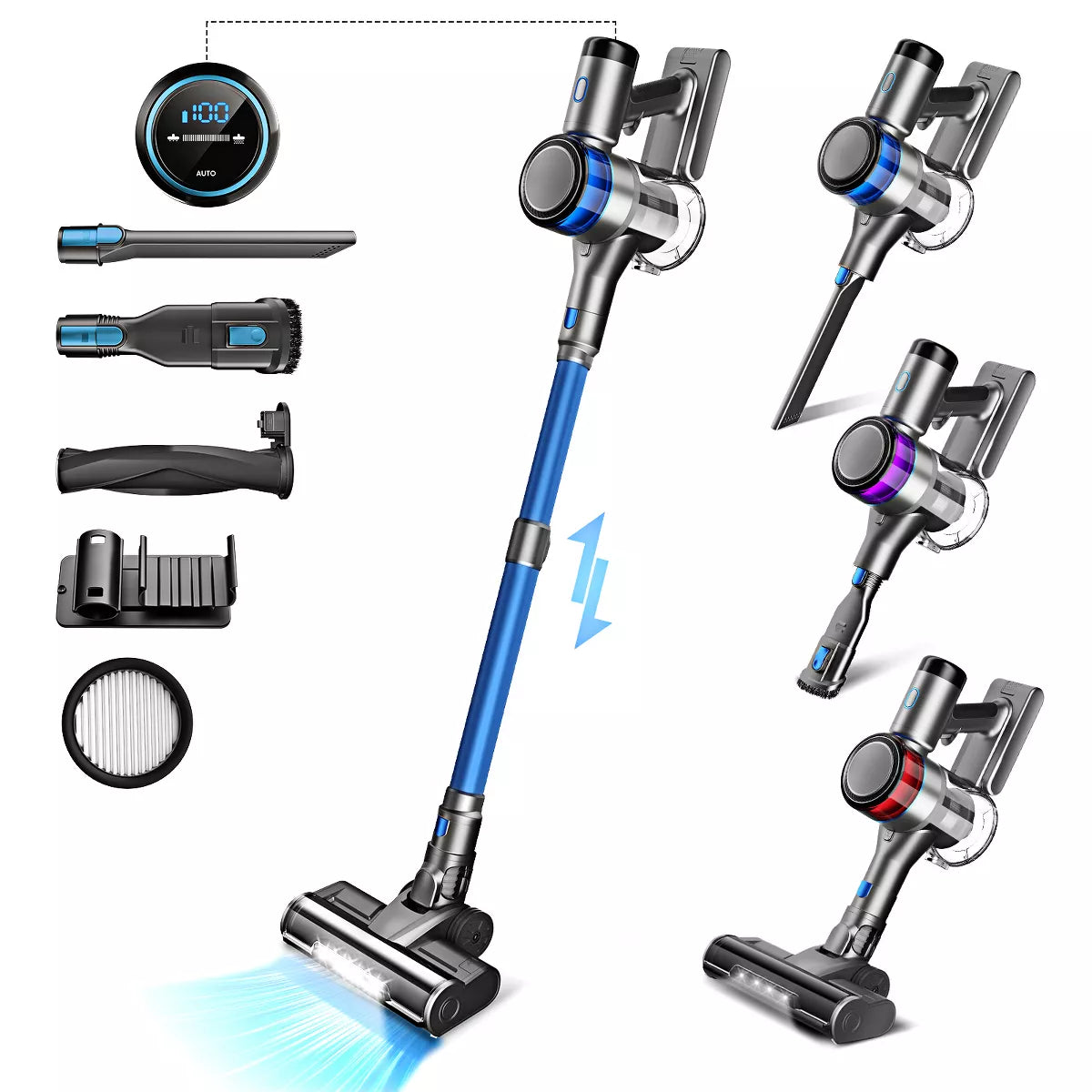 INSE S9 Cordless Stick Vacuum 30Kpa For Carpets With Smart Induction and LED Screen