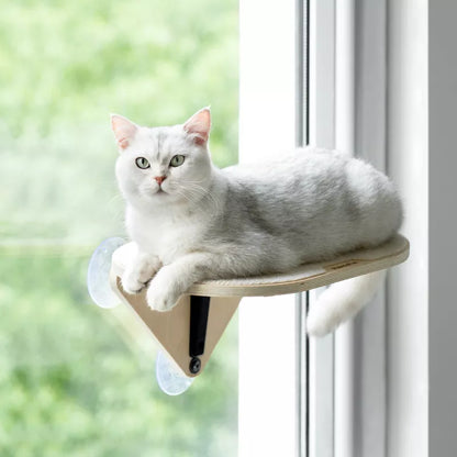 Mewoofun Pet Beds Cat Wall Shelves Wall Mounted Cat Furniture Climbing Frame with Suction Cup, Jumping Board, Cream, 11.41"*10.35"*8.62"