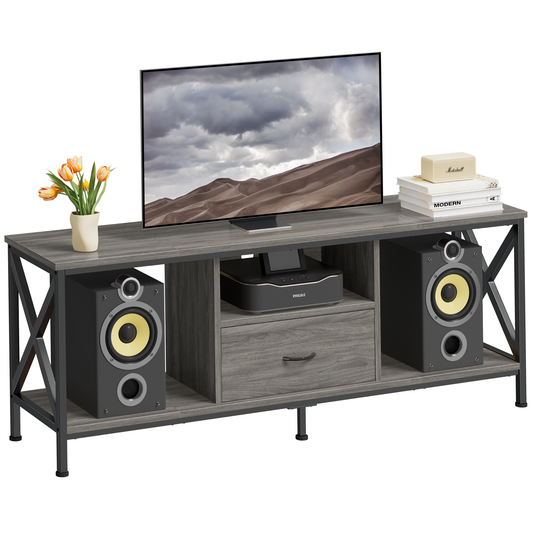 JOZ 65 inch TV Stand for TVs up to 75 inch with 2 Shelves and Storage Drawers, Rock Gray