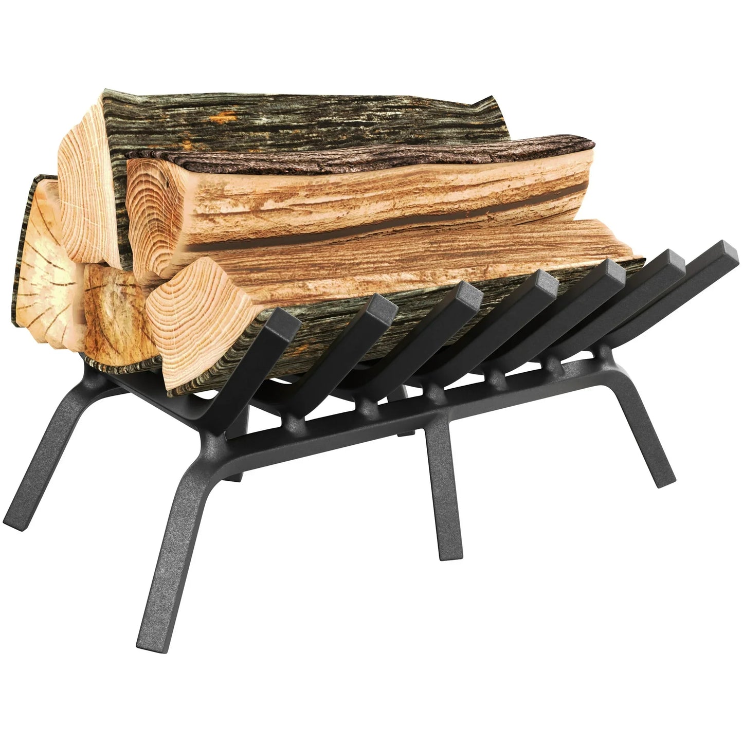 JOZ Fireplace Grate 21 inch Solid Steel Heavy Duty Firewood Log Burning Rack 3/4" Bar Fire Grates for Outdoor Kindling Tools Pit Indoor Fireplace Log Holder Wrought Iron Wood Stove