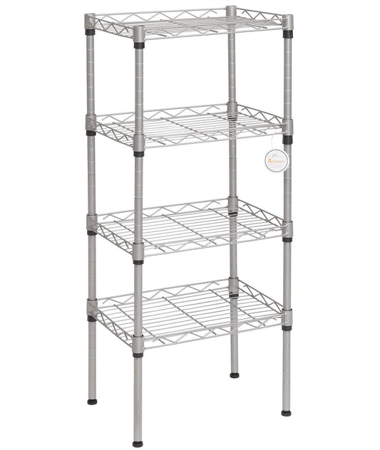 FCH 4 Tier Wire Shelving, Adjustable Storage Rack Unit for Garage Kitchen, Greenhouse Planting Shelving, 13.8”L x 9.8”W x 31.5”H