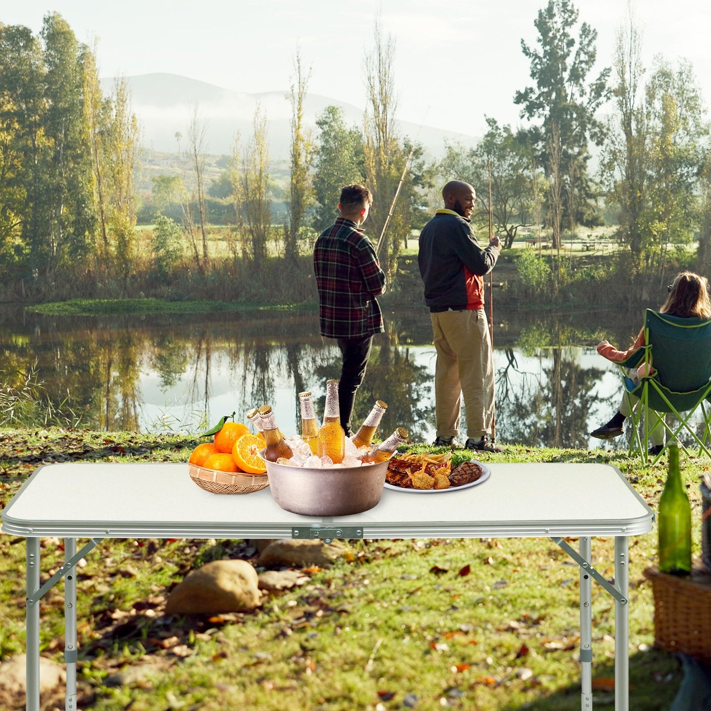 4Ft Portable Camping Multipurpose Folding Table White