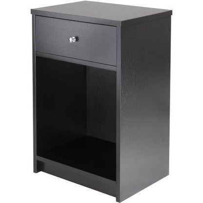 Zimtown Black Nightstand Side End Table Bedside Storage Table Stand with 1 Drawer End Shelf