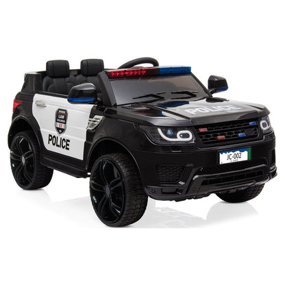 Zimtown Kids Ride On Car Police Electric Car Double Drive 12V Battery Motorized Vehicles Children's Toy Car Safe w/ Remote Control, 3 Speeds, Music, Seat Belts, LED Lights