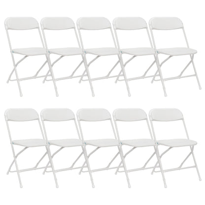 10 Pack Folding Chairs Stackable Wedding Party Event Chair With Plastic Seat and Back for Adults, White