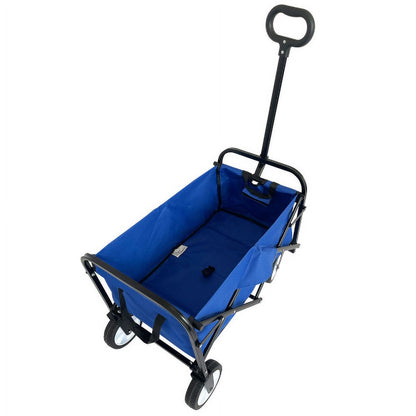 Collapsible Folding Wagon Garden Cart Beach Wagon Grocery Wagon All-Terrain Wheels Garden Grocery Wagon for Shopping Park Picnic, Beach Trip, Outdoor Activities, Camping, Blue