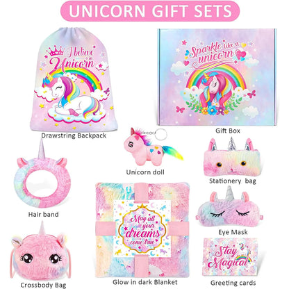 SRIZIAN Unicorn Gift Set, 8-Piece Glow-in-Dark Christmas Birthday Festival