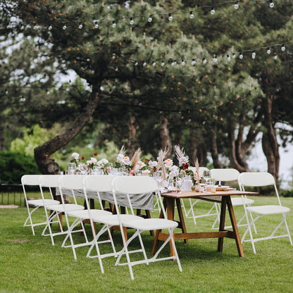 10 Pack Folding Chairs Stackable Wedding Party Event Chair With Plastic Seat and Back for Adults, White