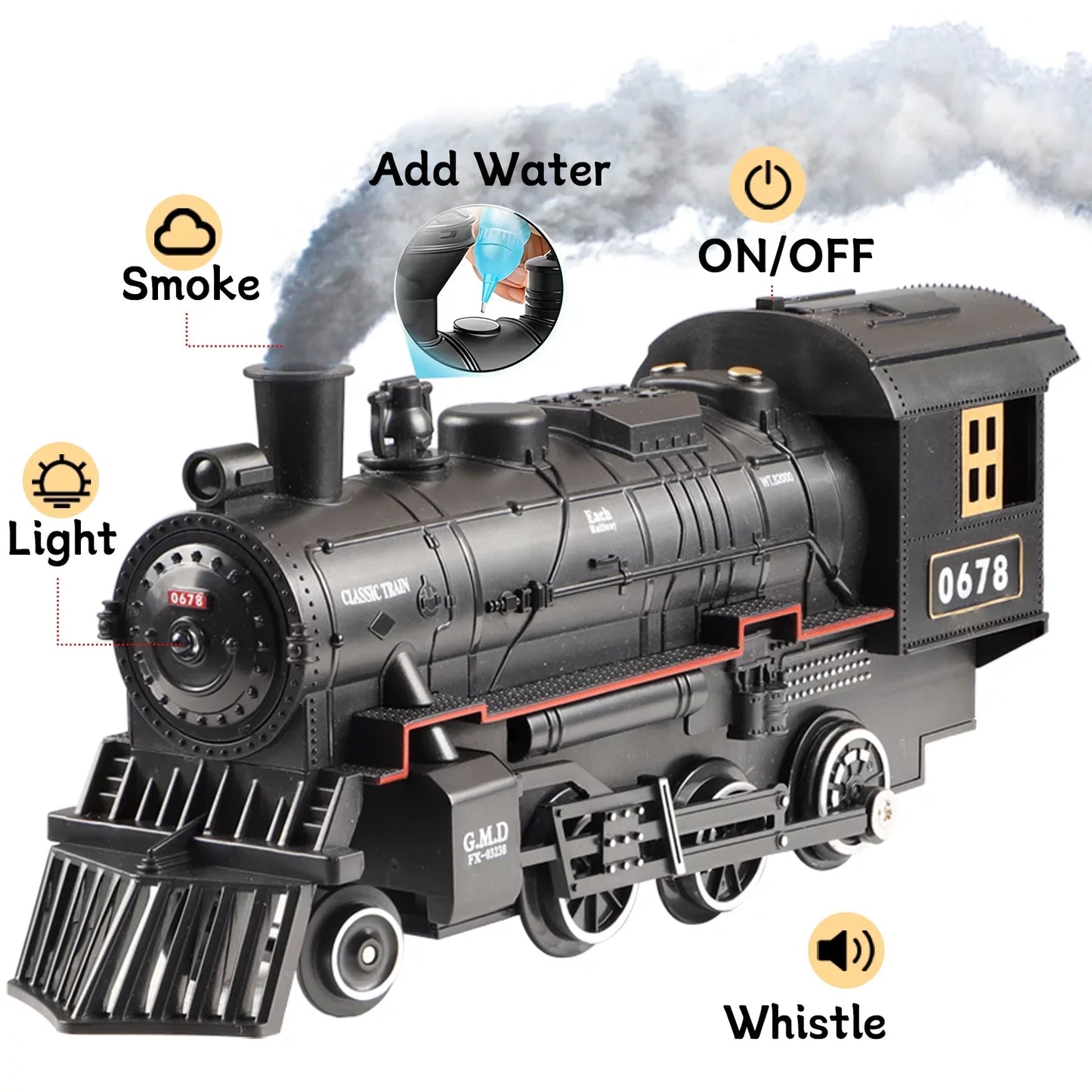 JUGAAD LIFE Train Set for Kids Electric Train Toy for Boys Girls Train Toys with Smokes, Lights & Sound, Christmas Gifts for Kids 3 4 5 6 7 8 Years Old