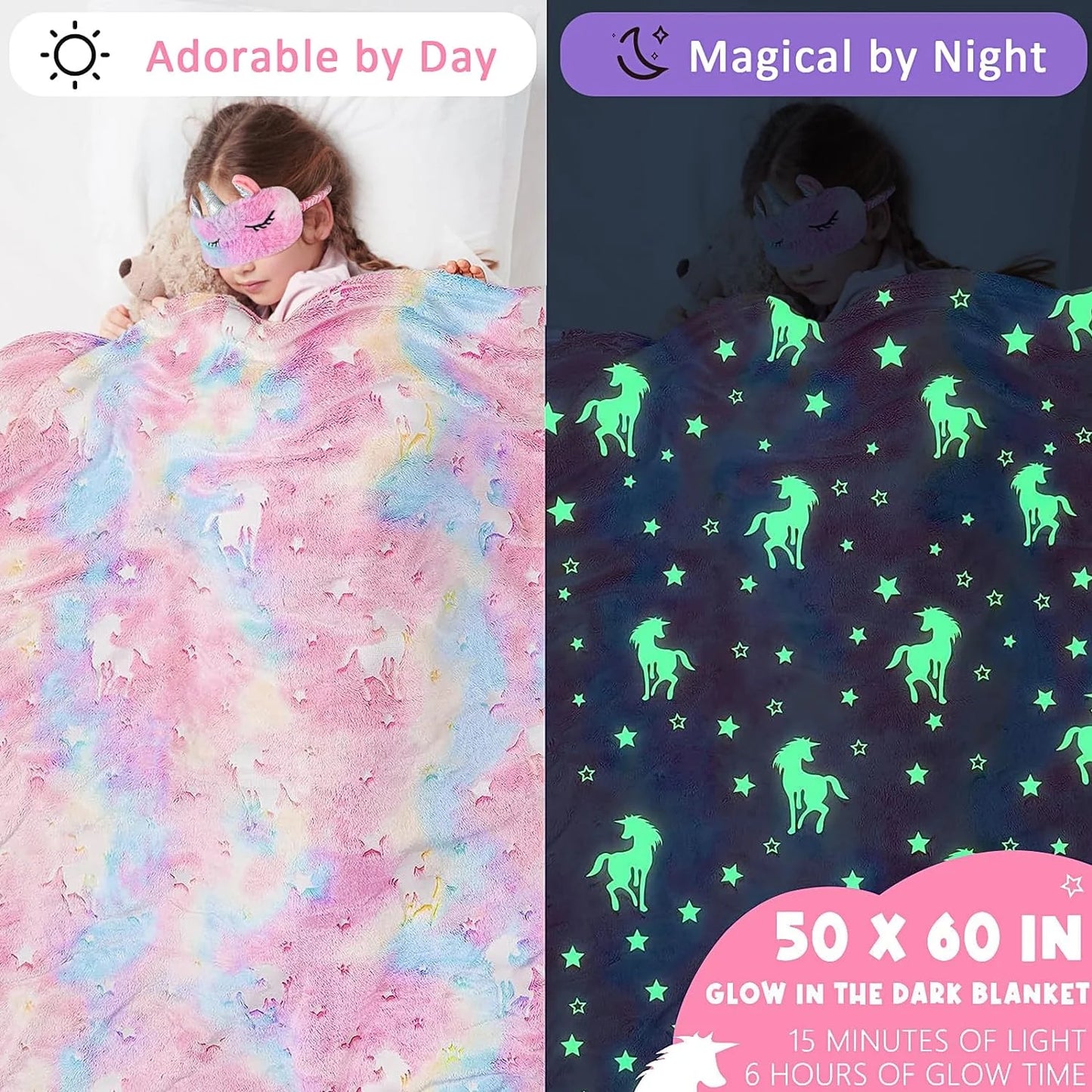 SRIZIAN Unicorn Gift Set, 8-Piece Glow-in-Dark Christmas Birthday Festival