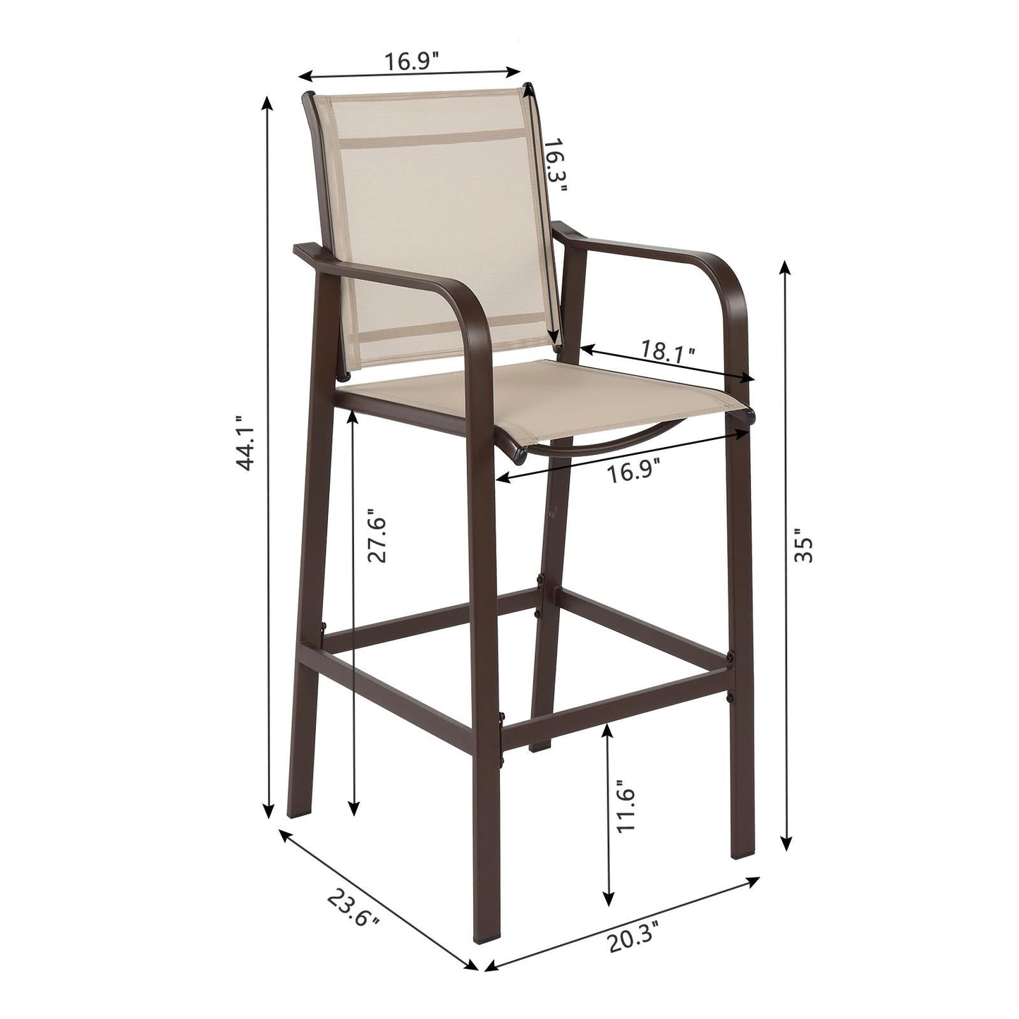 Zimtown Bar Package of 2, Metal Height Patio Bar Chairs for Bistro, Garden, Patio, High Bar Chairs for Indoor and Outdoor