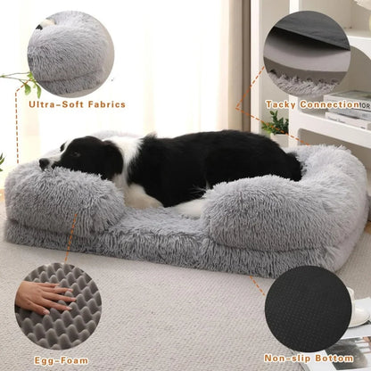Reyox Orthopedic Dog Beds for Large Dogs,43 x 28 inch Fluffy Large Dog Bed with Removable Washable Cover,Non-Slip Bottom and Egg-Crate Foam Big Dog Couch Bed