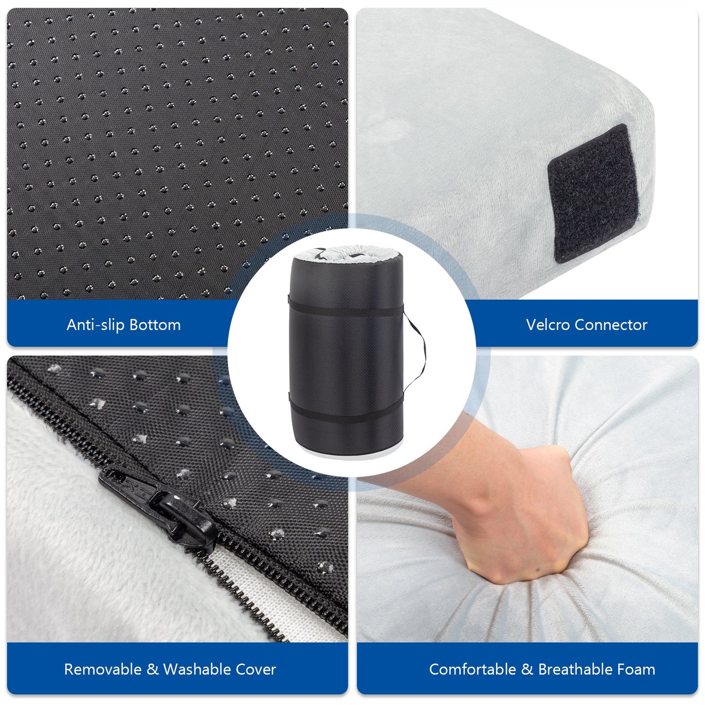 Zimtown Outdoor 2.5-inch Memory Foam Camping Mattress Portable Roll-Up Sleeping Mat, Small Gray