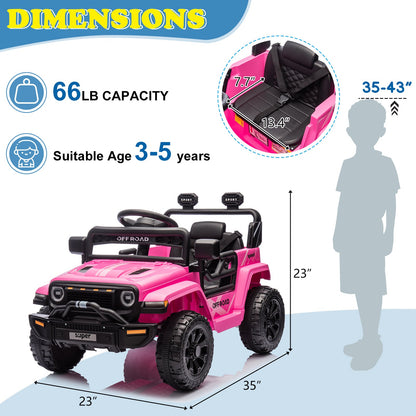 Zimtown 12V Kids Ride On Truck Car w/Parent Remote Control, Spring Suspension, LED Lights, Pink