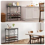 Joz Versatile Console Table with Storage Shelf, Wine Rack, and Glass Holder, for Living Room, Gray