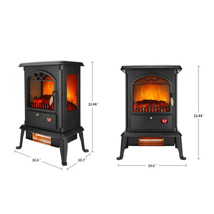 Zimtown 1500W Electric Indoor Freestanding Fireplace with Remote Control, Black