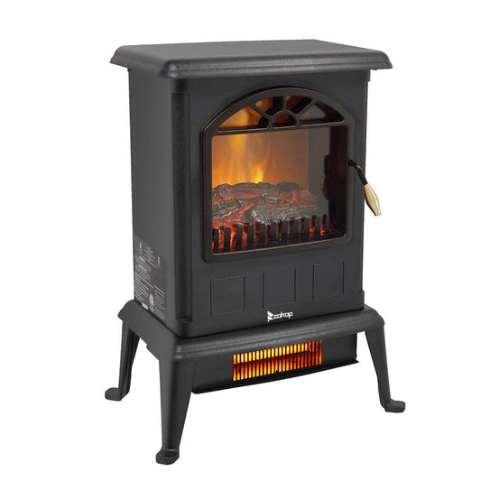 Zimtown 1000W/1500W Electric Fireplace Wood Stove Heater Portable Freestanding Heater
